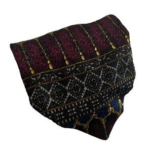 Fratelli Burgundy Blue Gold Ornate Entryway Column Geometric Silk Tie